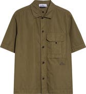 Stone Island Cotton & Nylon Ripstop Short Sleeve Button-Up Shirt