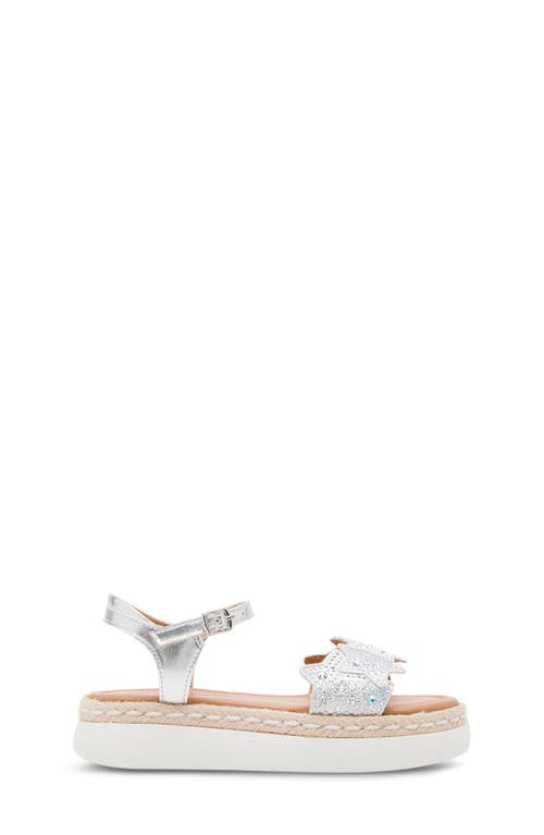 Steve Madden Kids' Jgems Ankle Strap Espadrille Platform Sandal In Rhinestone