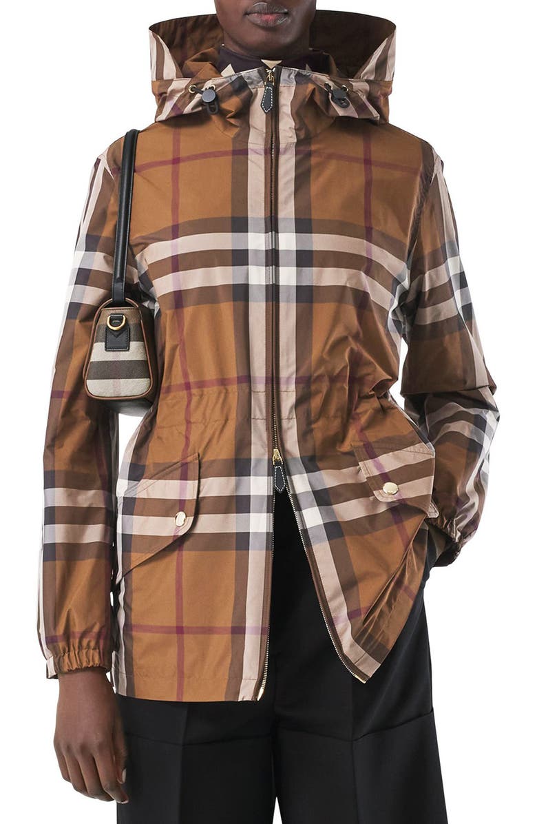 Burberry Binham Check Lightweight Hooded Parka, Main, color,