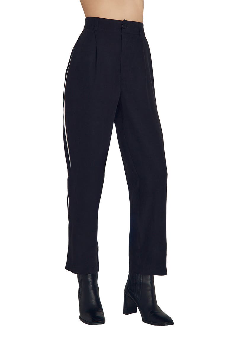 Bella Dahl Piped High Waist Ankle Pants, Main, color, Black