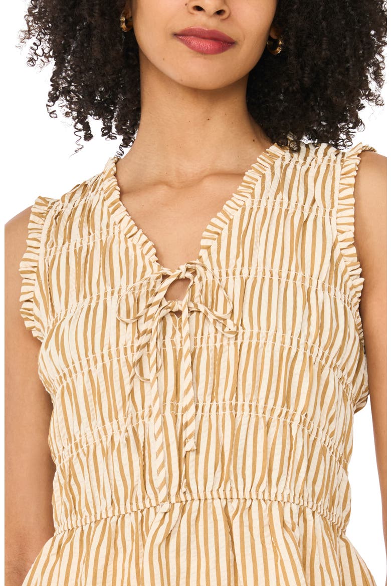 Sleeveless Ruffle Gathered Top, Alternate, color, SOFT GOLD STRIPE