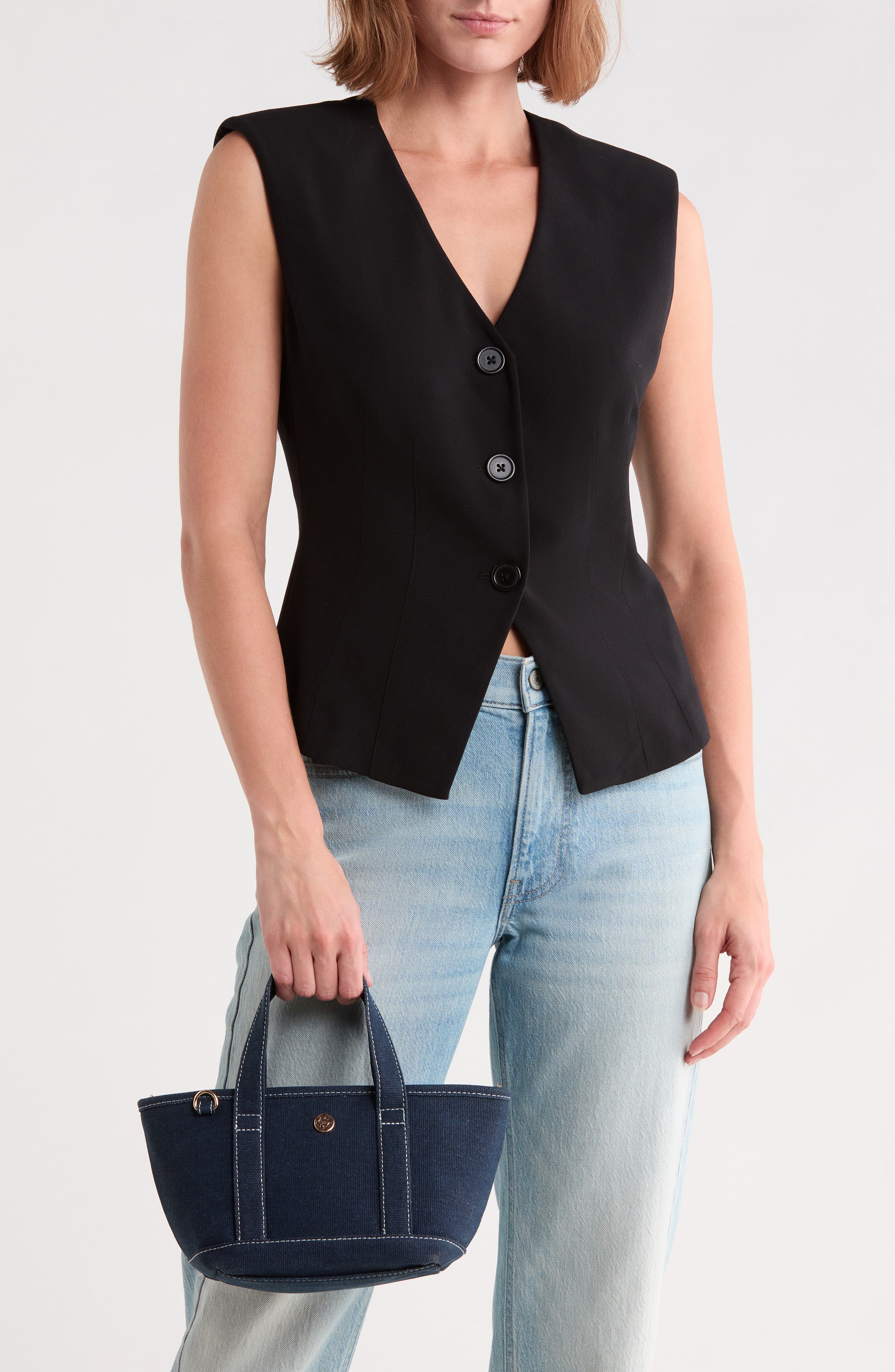 Small Convertible Denim Twill Satchel with Accessories, Alternate, color, NAVY