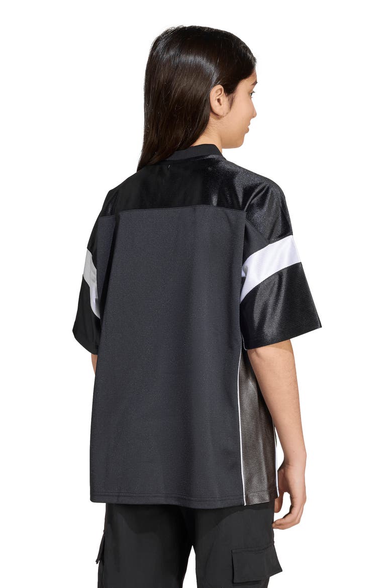 Kids' Oversize V-Neck Soccer Jersey, Alternate, color, BLACK