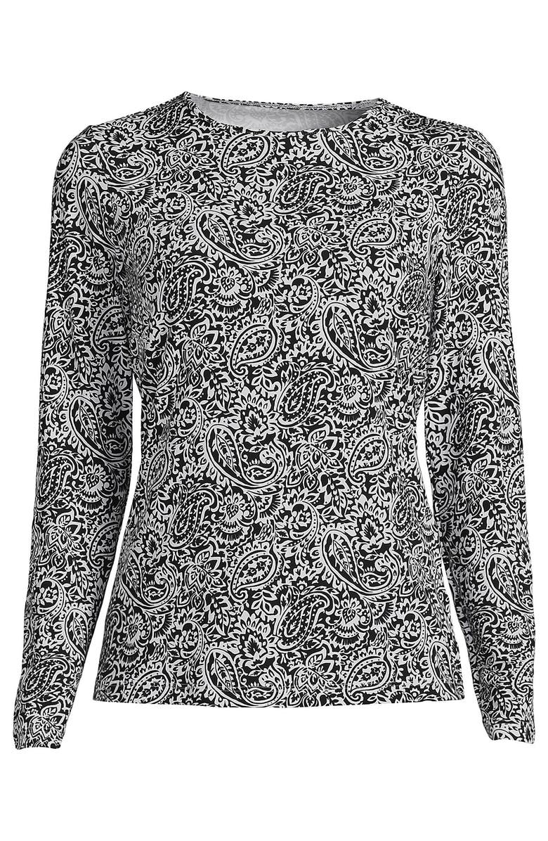 Lands' End SunShade UPF 50 Long Sleeve Relaxed Rash Guard, Alternate, color, Black