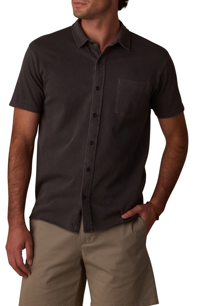 The Normal Brand Normal Short Sleeve Cotton Jersey Button-Up Shirt, Main, color, Shadow