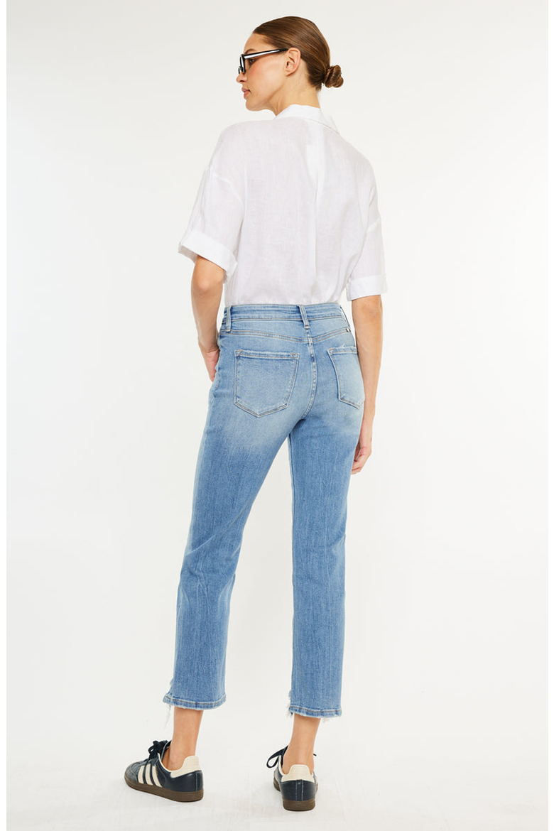 Angela Essentials High Rise Slim Cropped Straight Jeans, Alternate, color, Light Blue