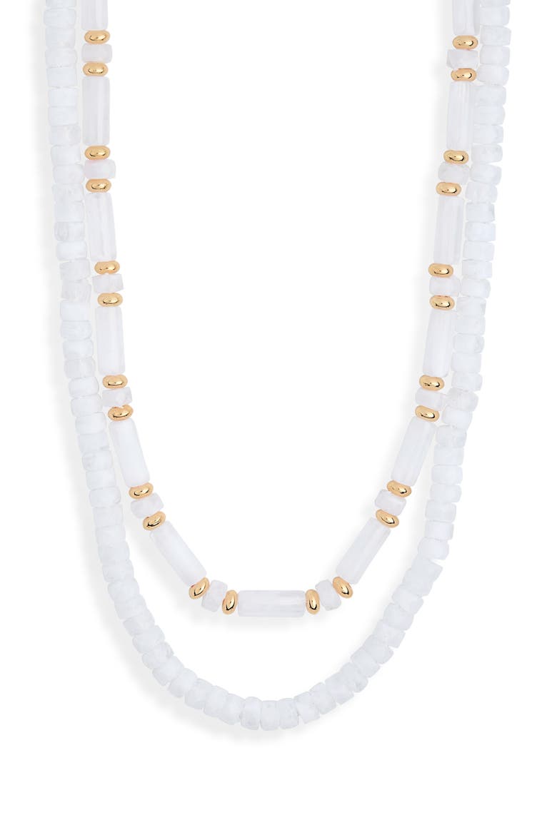 Two-Row Beaded Necklace, Main, color, WHITE MULTI- GOLD
