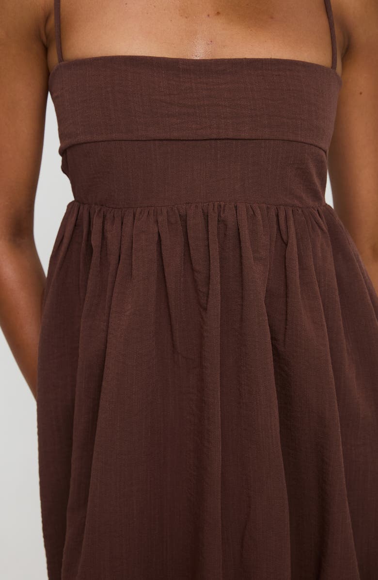 Princess Polly Layken Bubble Hem Babydoll Minidress, Alternate, color, Chocolate