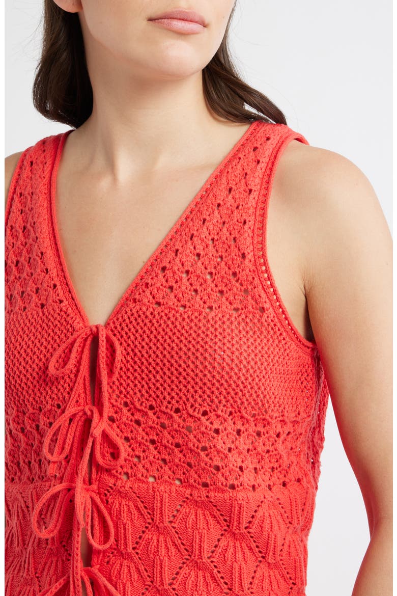 Amada Tie Front Sweater Vest, Alternate, color, RED