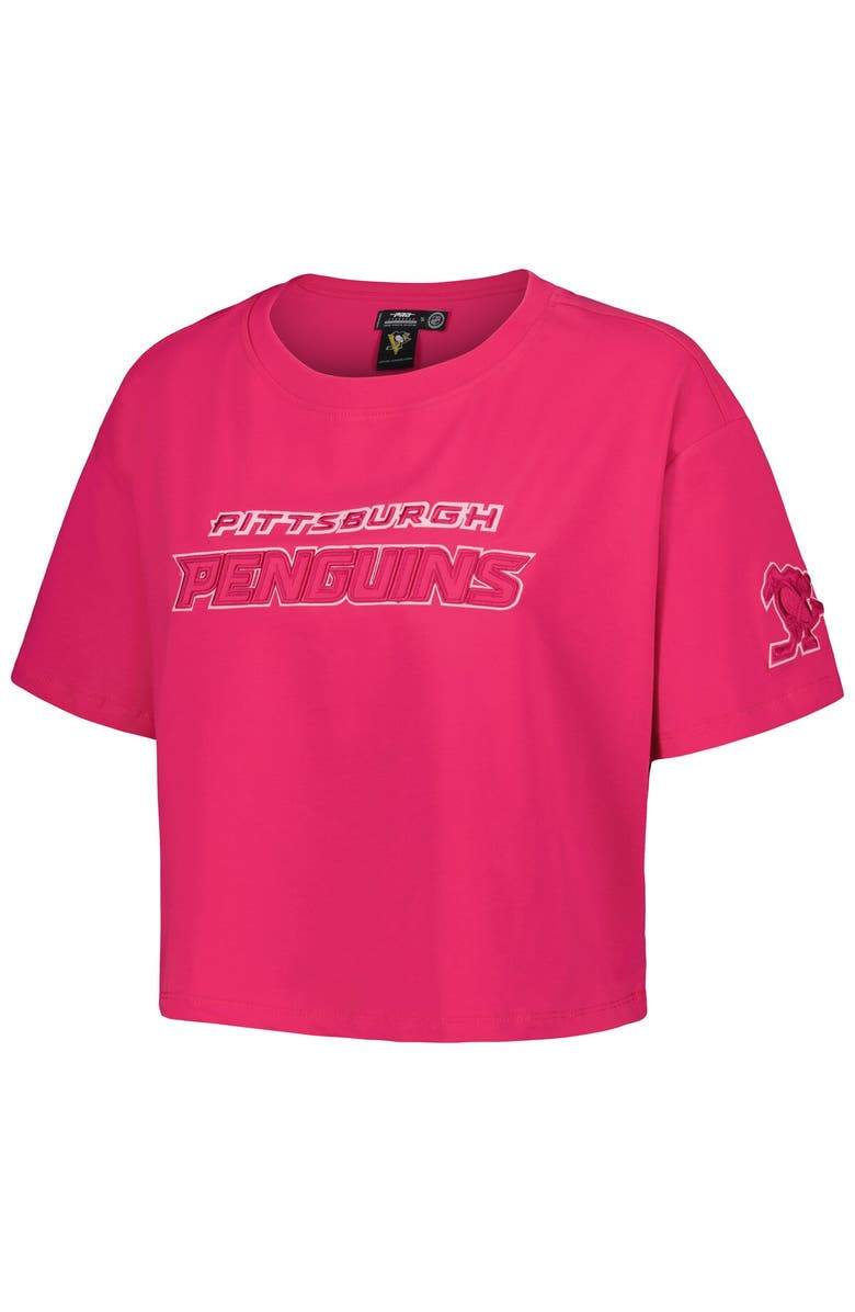 PRO STANDARD Women's Pro Standard Pittsburgh Penguins Triple Pink Cropped Boxy T-Shirt, Alternate, color, Pink