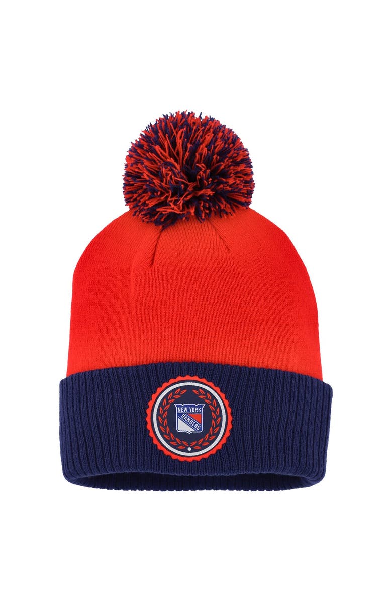 adidas Women's adidas Red New York Rangers Laurel Cuffed Knit Hat with Pom, Main, color,