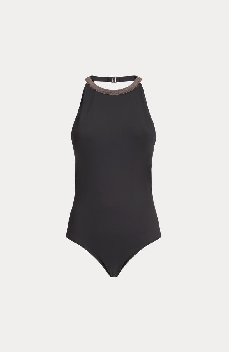 Brunello Cucinelli One-piece swimsuit, Alternate, color, Lignite Grey