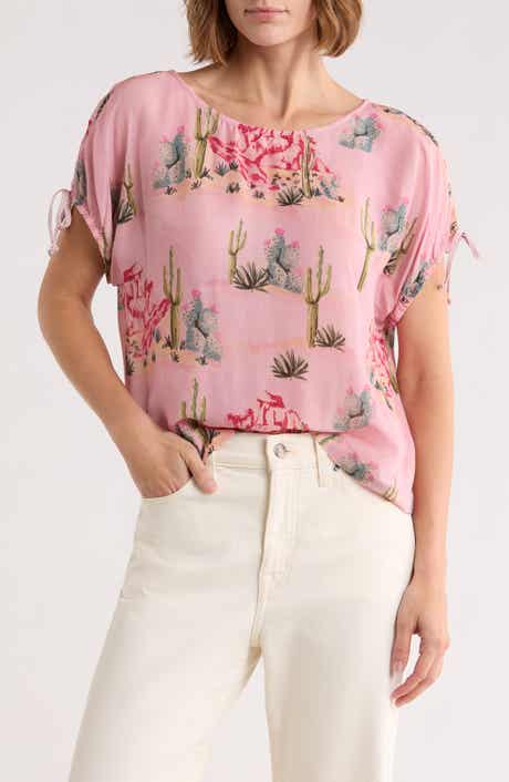 DR2 by Daniel Rainn Cactus Print Drop Sleeve Top