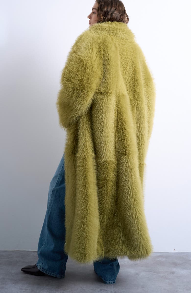 Topshop Longline Faux Fur Coat, Alternate, color,