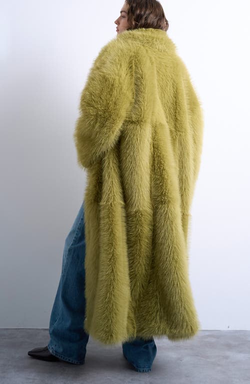 Topshop Longline Faux Fur Coat In Multi