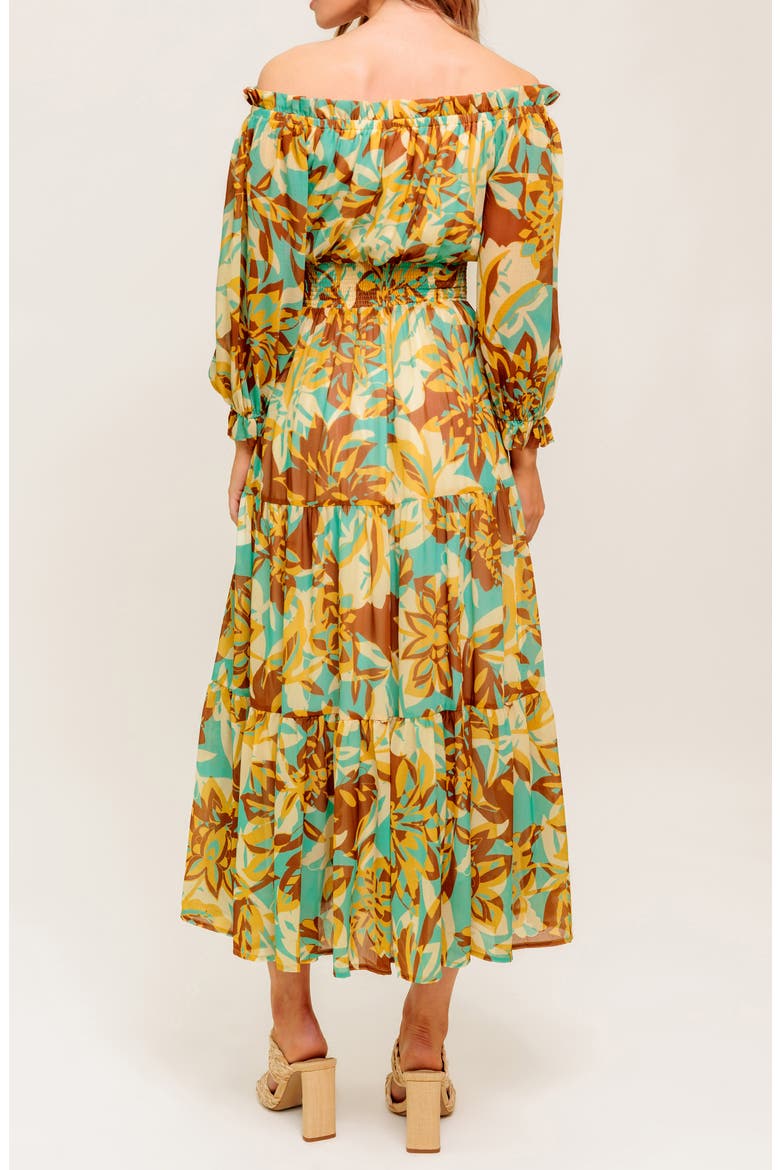 Long Sleeve Tiered Midi Dress, Alternate, color, BROWN MINT