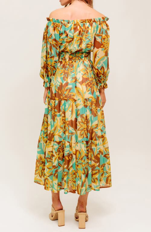 Flying Tomato Long Sleeve Tiered Midi Dress In Multi