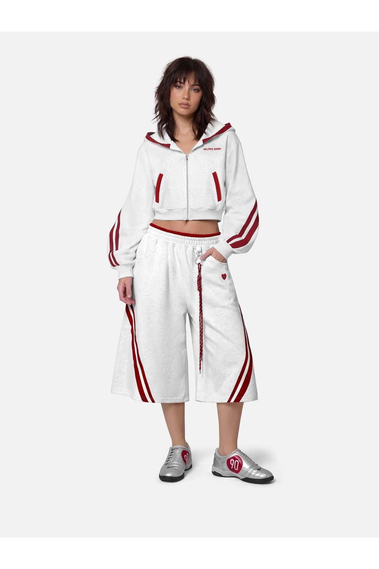Cropped Contrast Zip Up Hoodie, Main, color, Grey