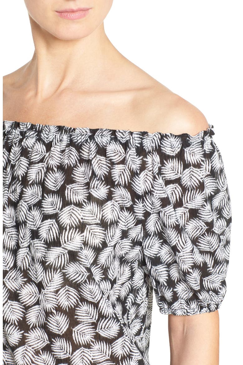 'Alicante' Print Off the Shoulder Top, Alternate, color, BLACK