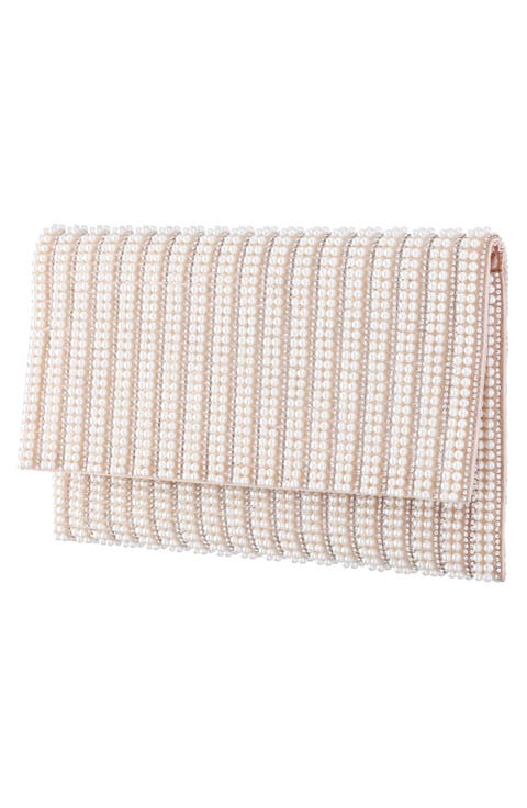 Crystal & Imitation Pearl Embellished Clutch