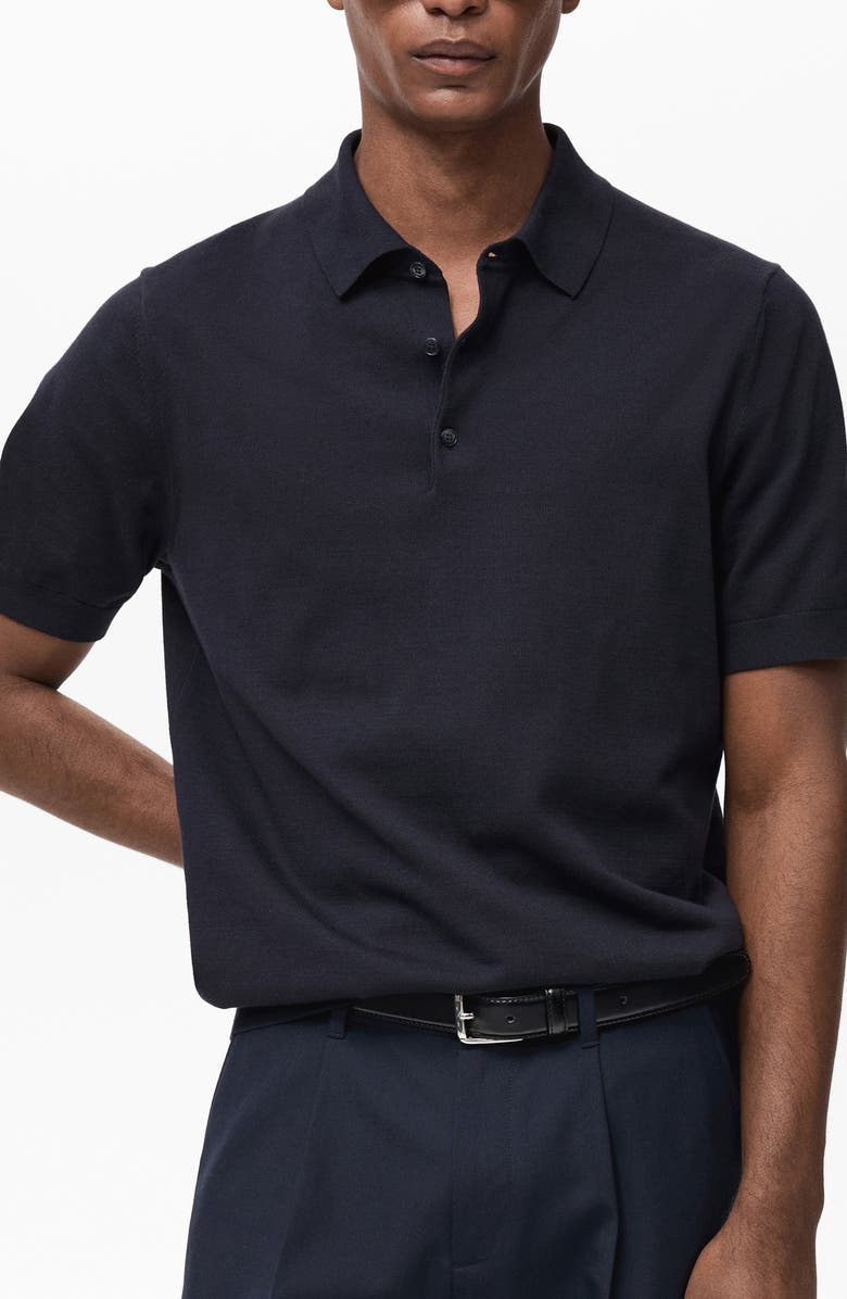 MANGO Cotton Polo Shirt, Main, color, Night Blue