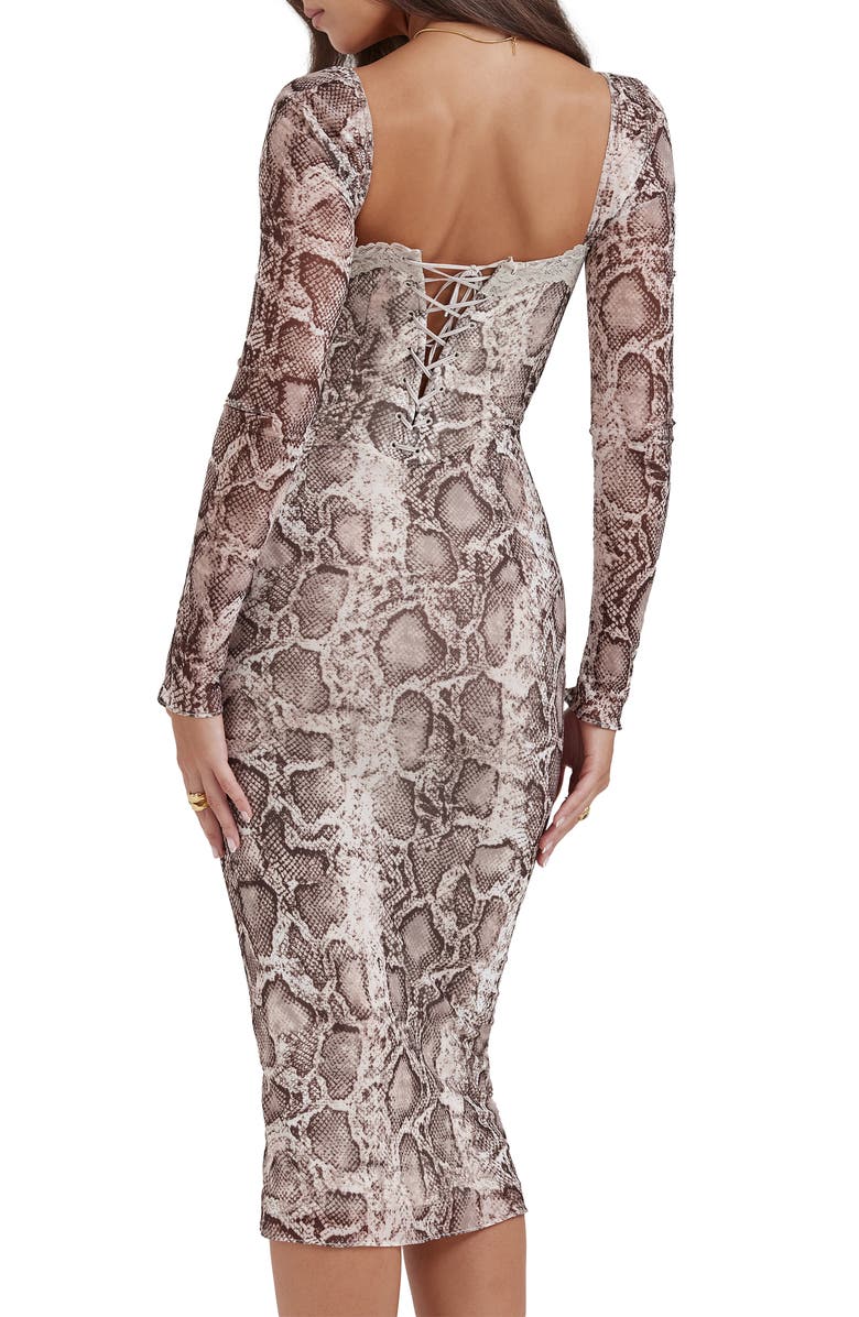 HOUSE OF CB Seraphina Corset Detail Long Sleeve Dress, Alternate, color,