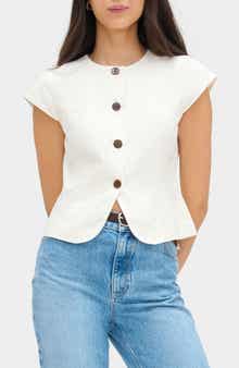 Connie Organic Cotton & Linen Blend Button-Up Top