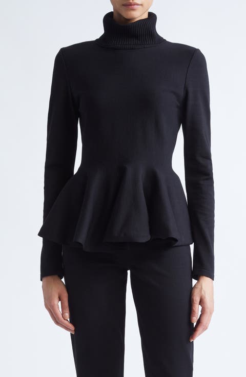 Turtleneck Knit Peplum Top