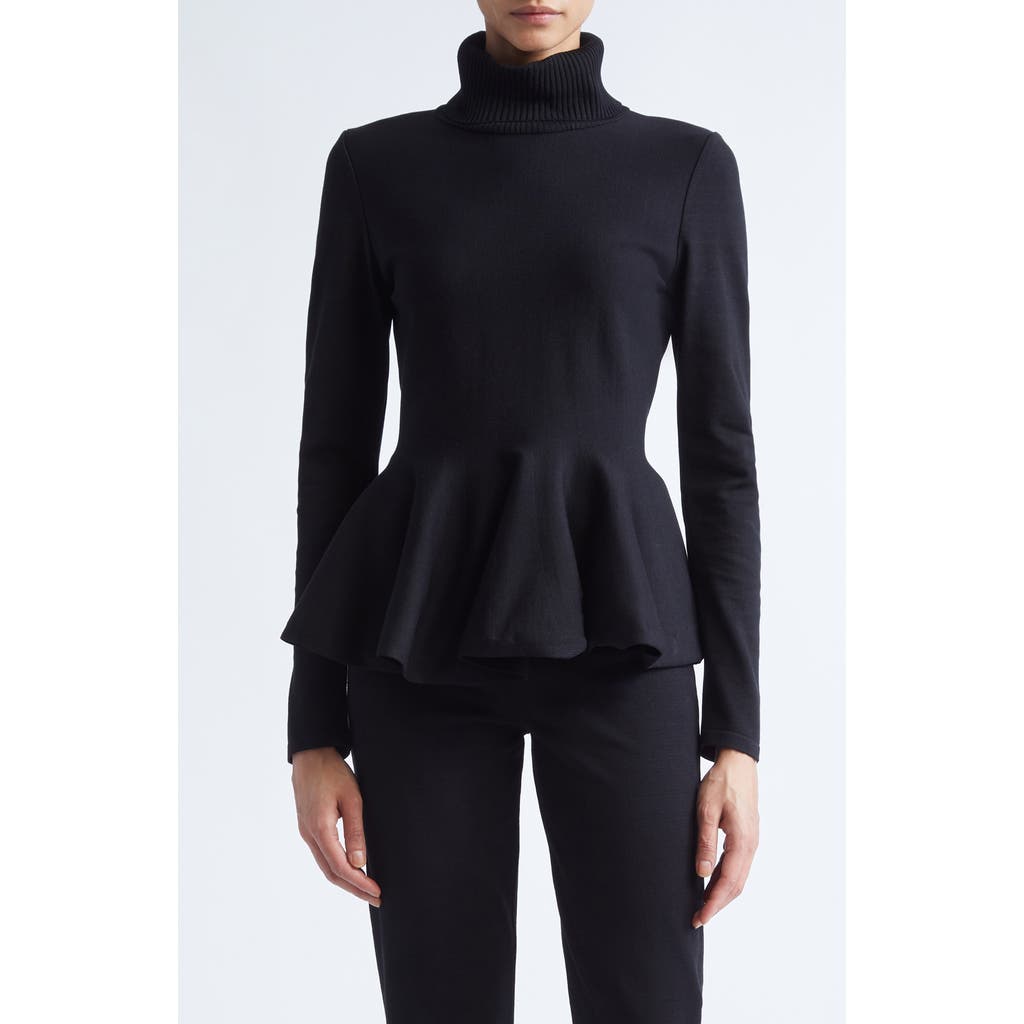 Giambattista Valli Turtleneck Knit Peplum Top In Black