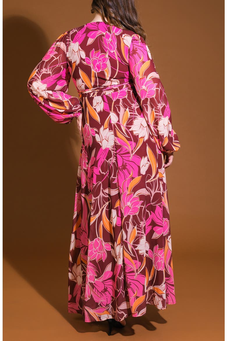 Long Sleeve Tiered Maxi Wrap Dress, Alternate, color, BURGUNDY