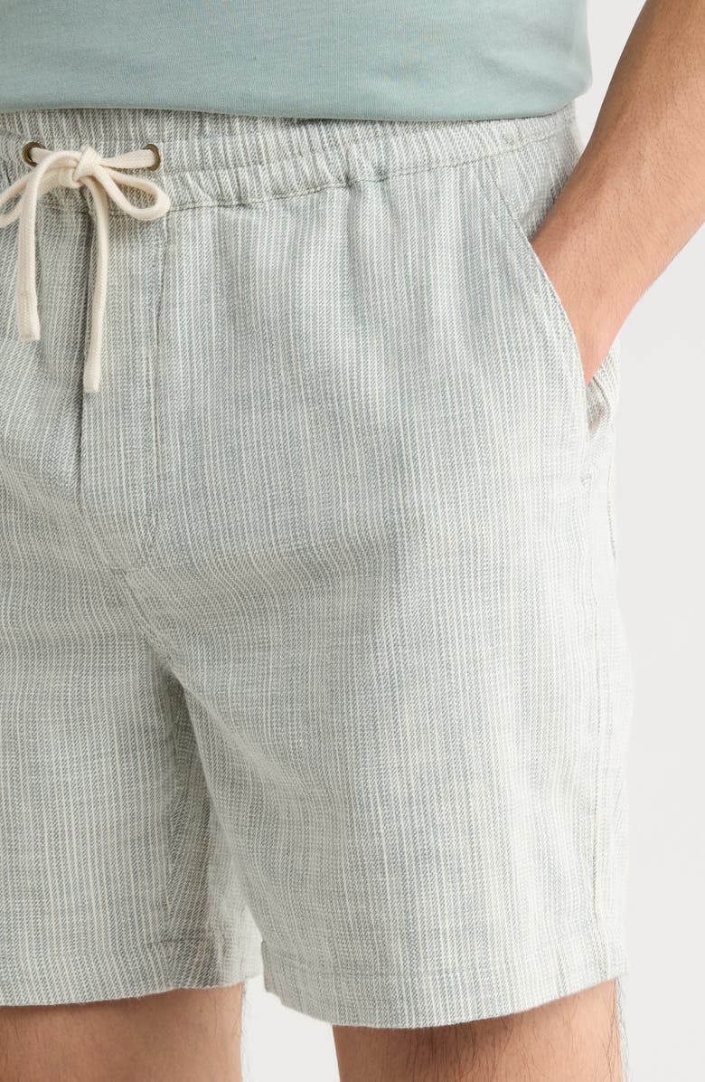 Marine Layer Saturday 6-Inch Drawstring Beach Shorts, Alternate, color, Green Stripe