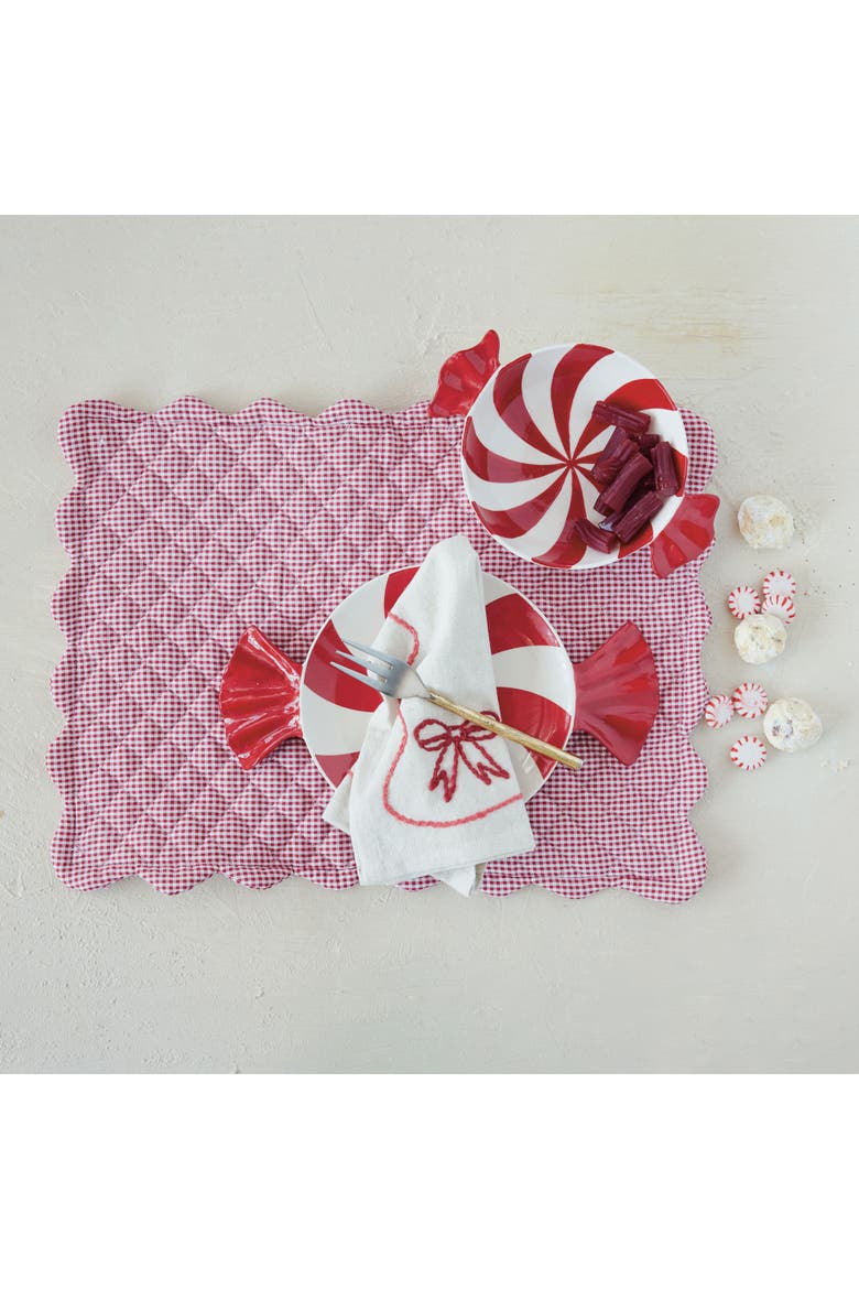 Artisan Dolomite Candy Stripe Plate, Main, color, Red and White