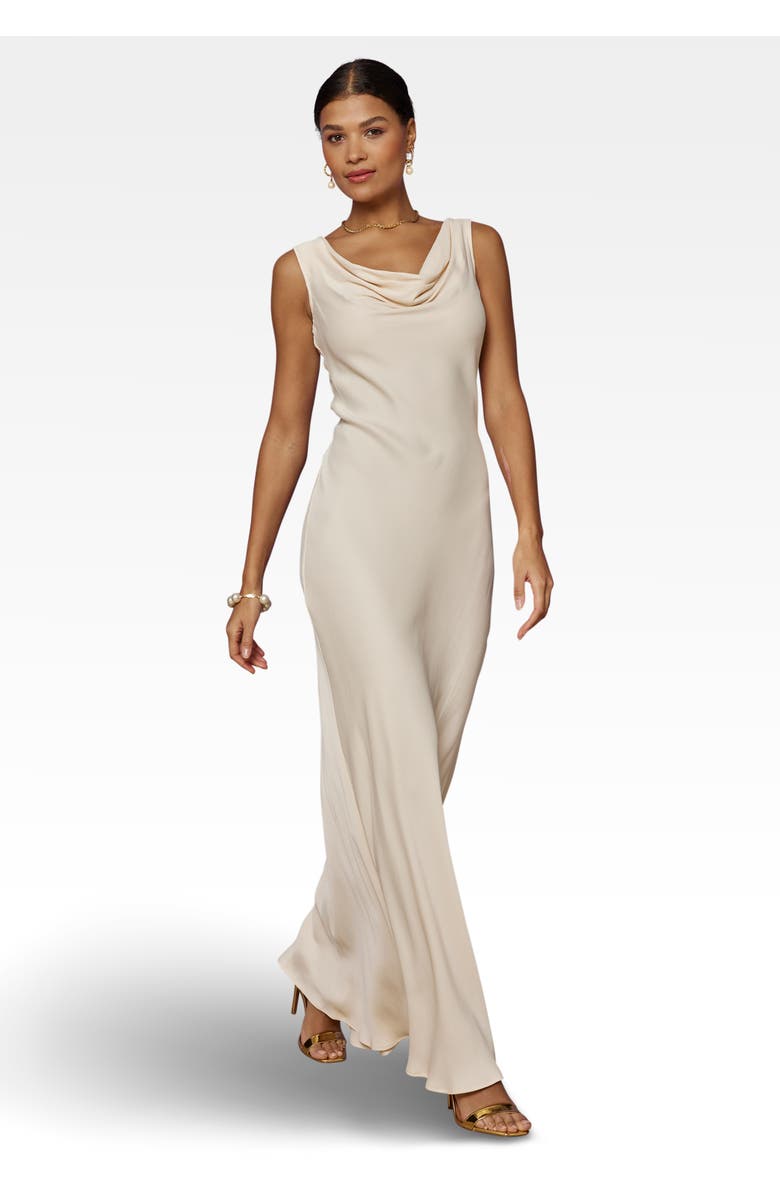 Maids to Measure Pandy Satin Cowl Bridesmaid Dress, Main, color, Champagne Ivory