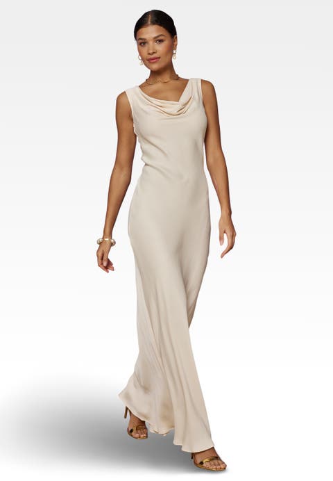 Pandy Satin Cowl Bridesmaid Dress