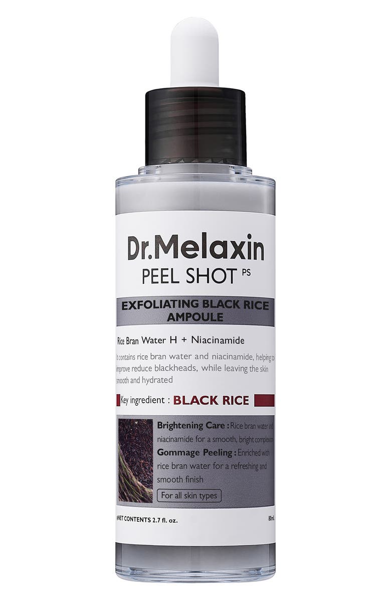 DR MELAXIN Peel Shot Exfoliating Black Rice Ampoule, Main, color,
