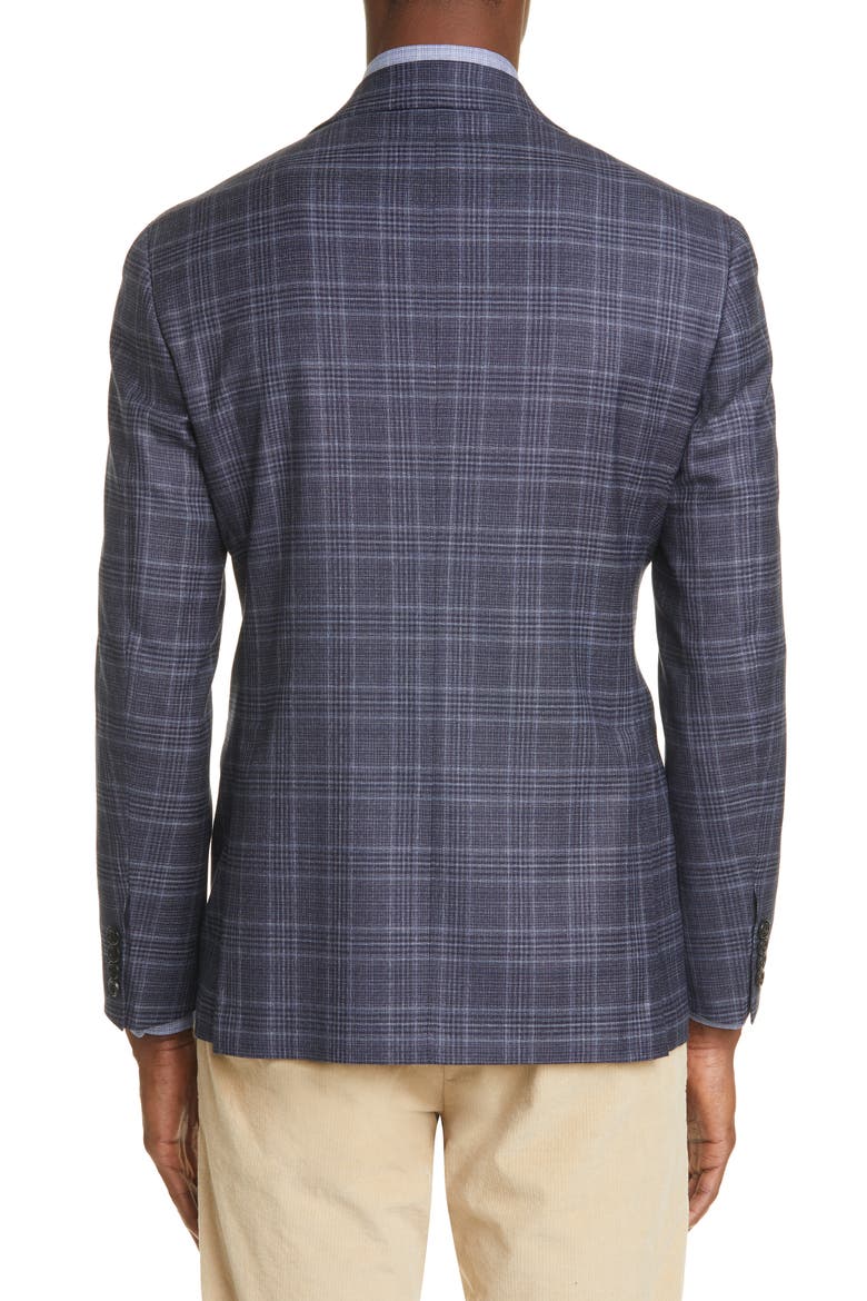 Kei Trim Fit Stretch Plaid Wool Sport Coat, Alternate, color, NAVY