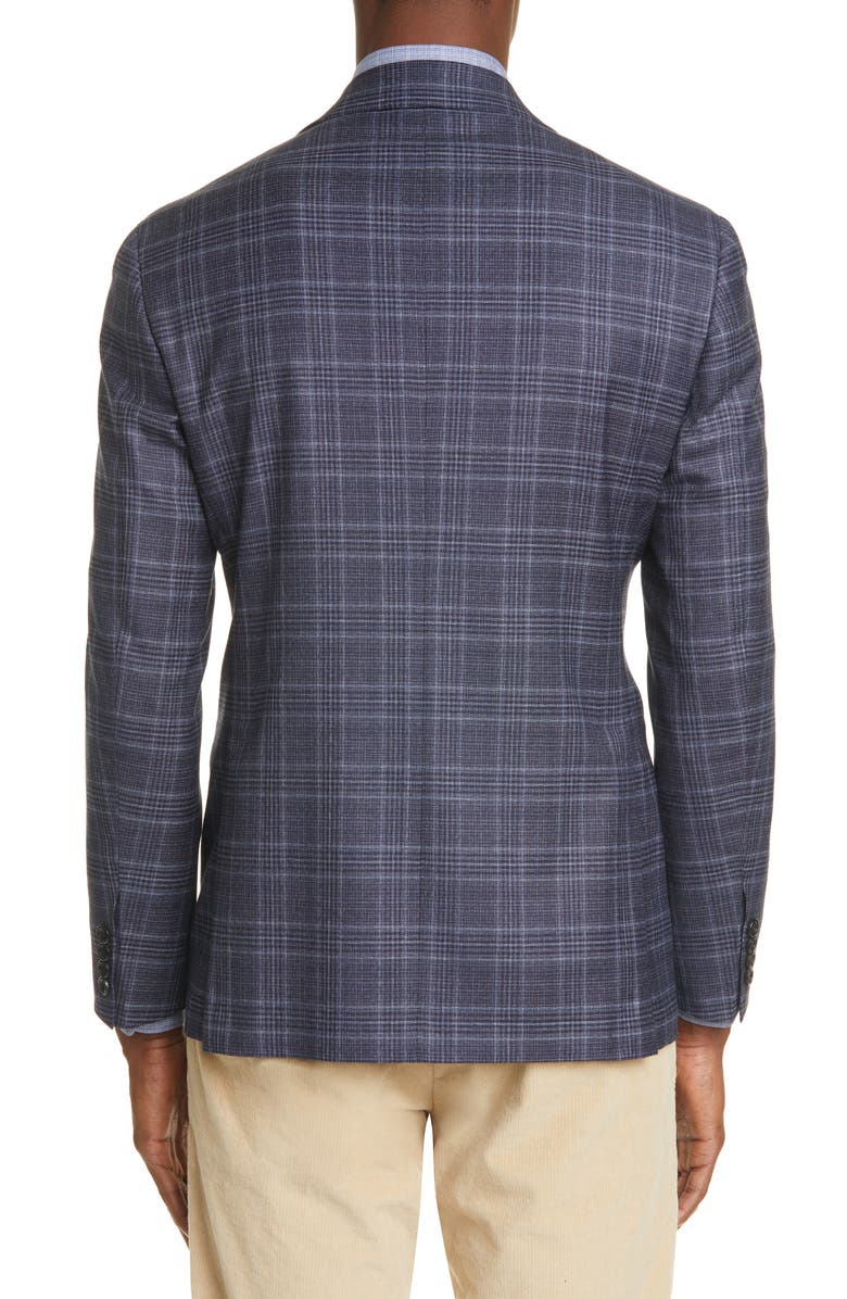 Canali Kei Trim Fit Stretch Plaid Wool Sport Coat, Alternate, color, 