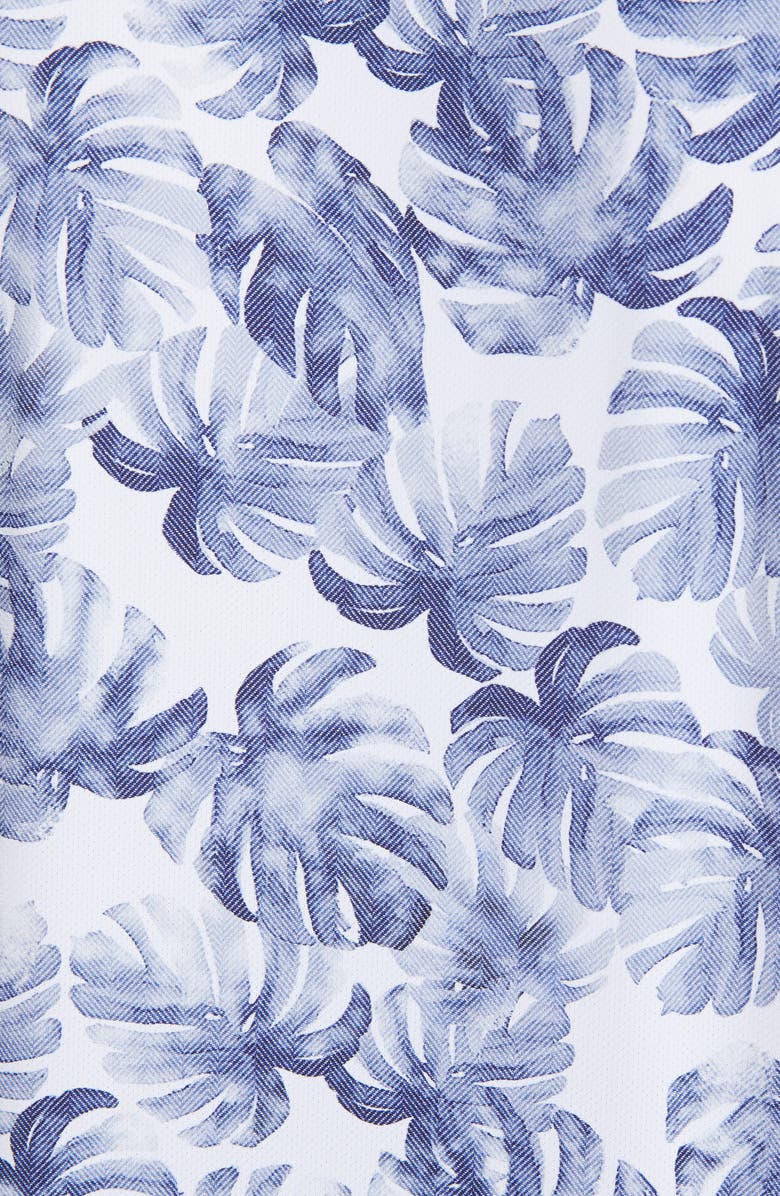 BOSS Robb Slim Fit Palm Print Short Sleeve Button-Up Performance Shirt, Alternate, color,