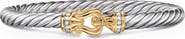 David Yurman Cable Flex® Sterling Silver with 14K Yellow Gold & Diamonds Buckle Bracelet, 6mm