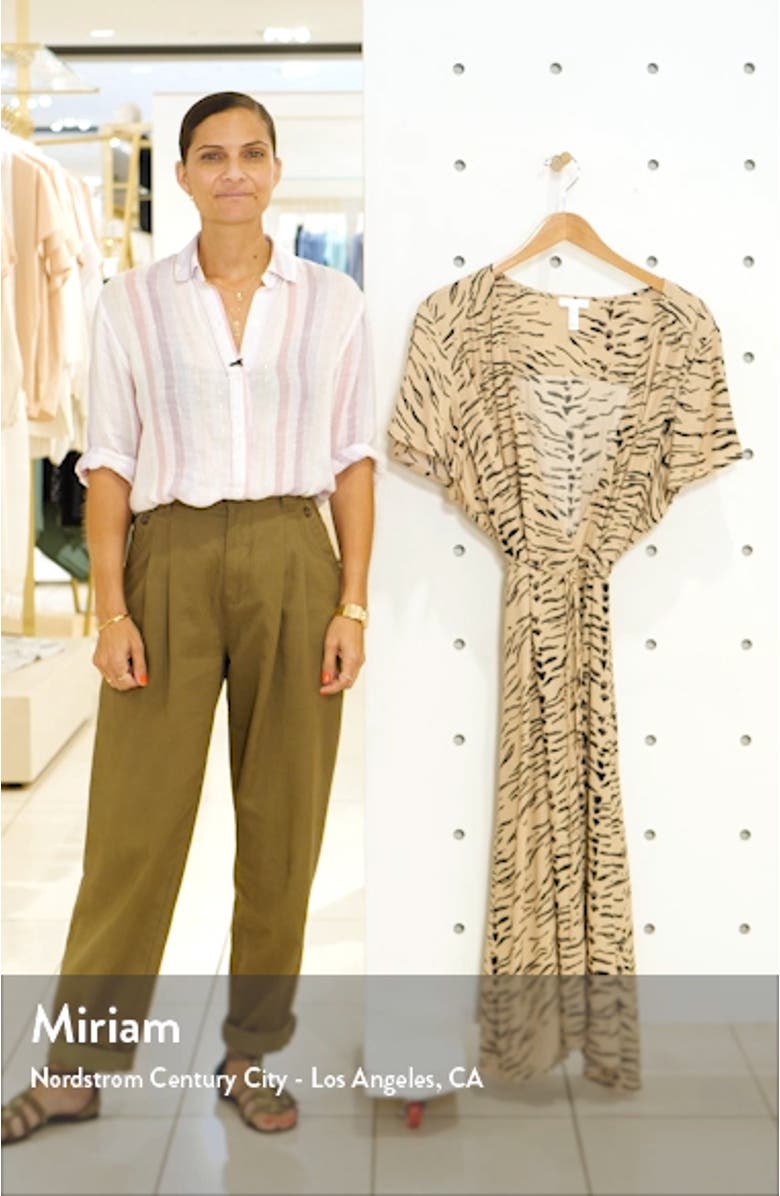 Print Flutter Sleeve Wrap Dress, sales video thumbnail