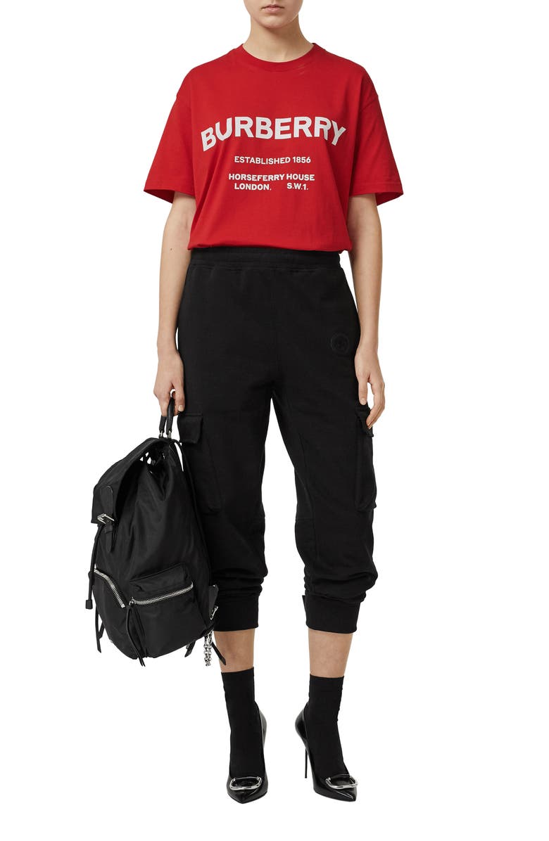 Burberry Hustley Horseferry Print Cotton Tee, Alternate, color, 