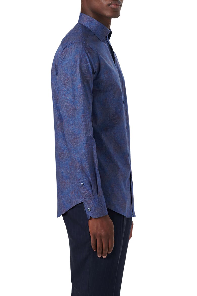 Classic Fit Herringbone Stretch Cotton Button-Up Shirt, Alternate, color, INDIGO