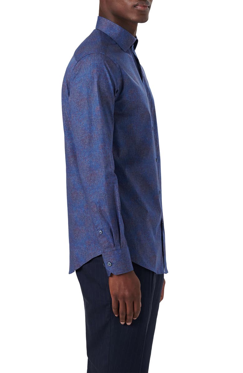 Bugatchi Classic Fit Herringbone Stretch Cotton Button-Up Shirt, Alternate, color,