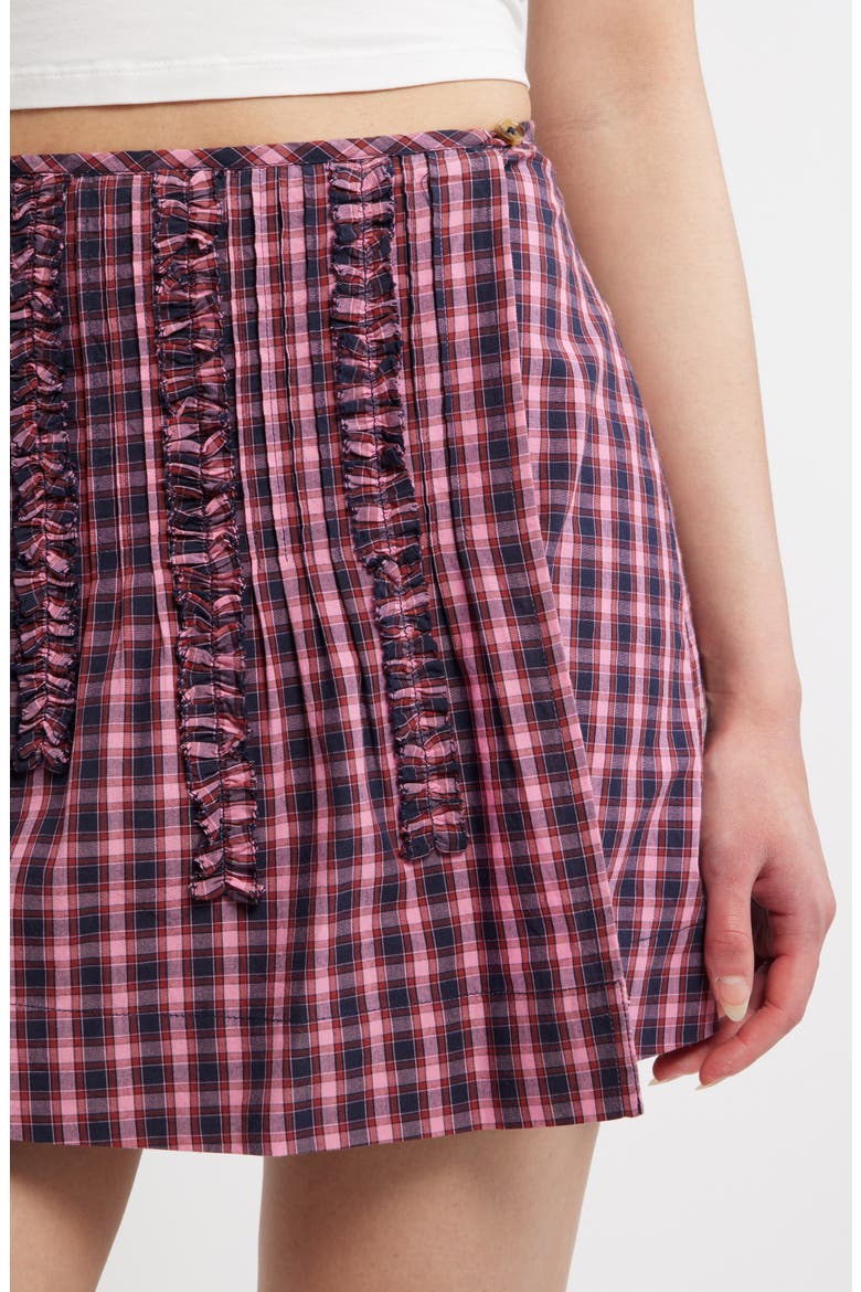 Glinda Checked Ruffled Miniskirt, Alternate, color, MAGENTA