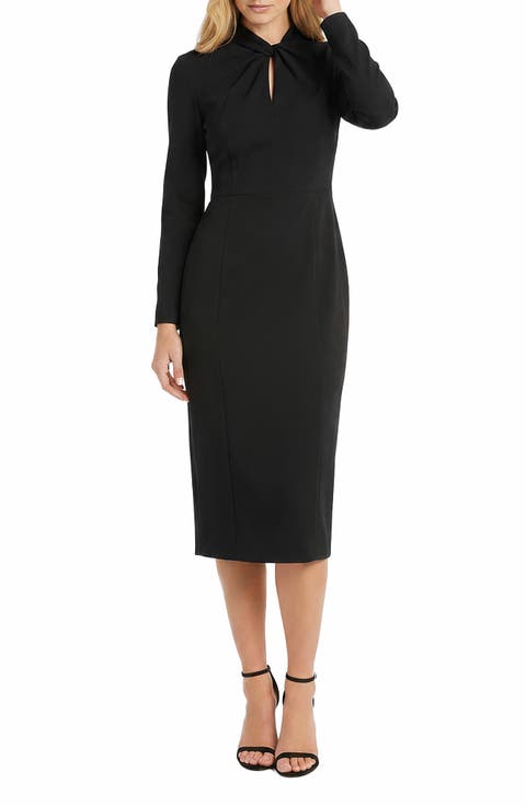 Scuba Crepe Long Sleeve Sheath Dress