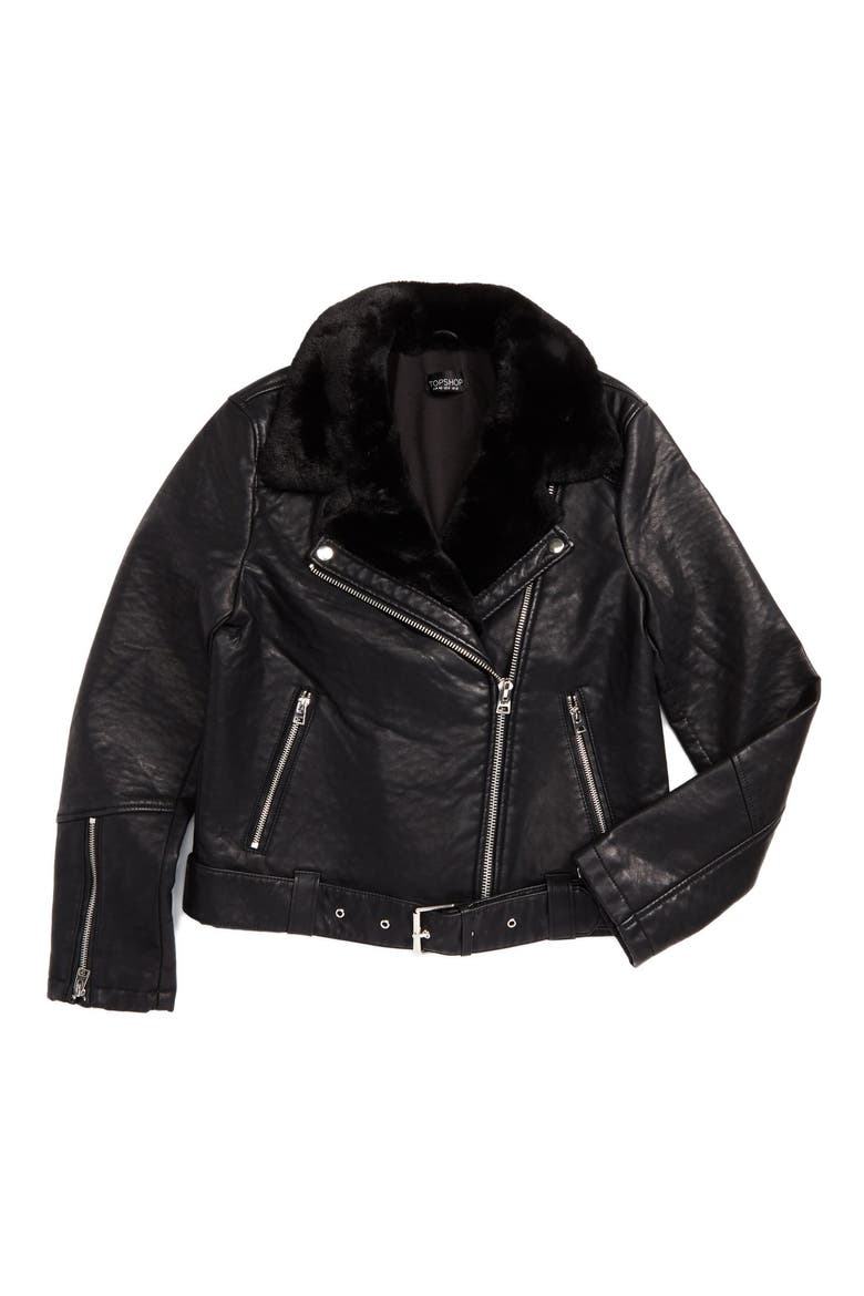 Vardy Faux Leather Biker Jacket, Alternate, color, BLACK