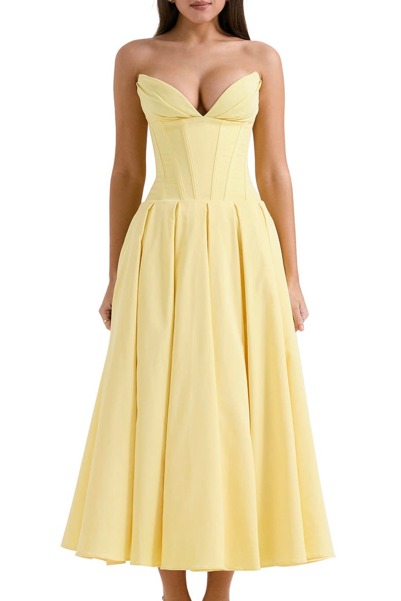 Lady E Strapless Corset Gown, Alternate, color, SUNSHINE