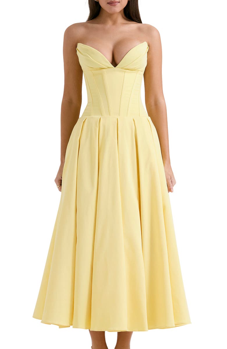 HOUSE OF CB Lady E Strapless Corset Gown, Alternate, color, Sunshine