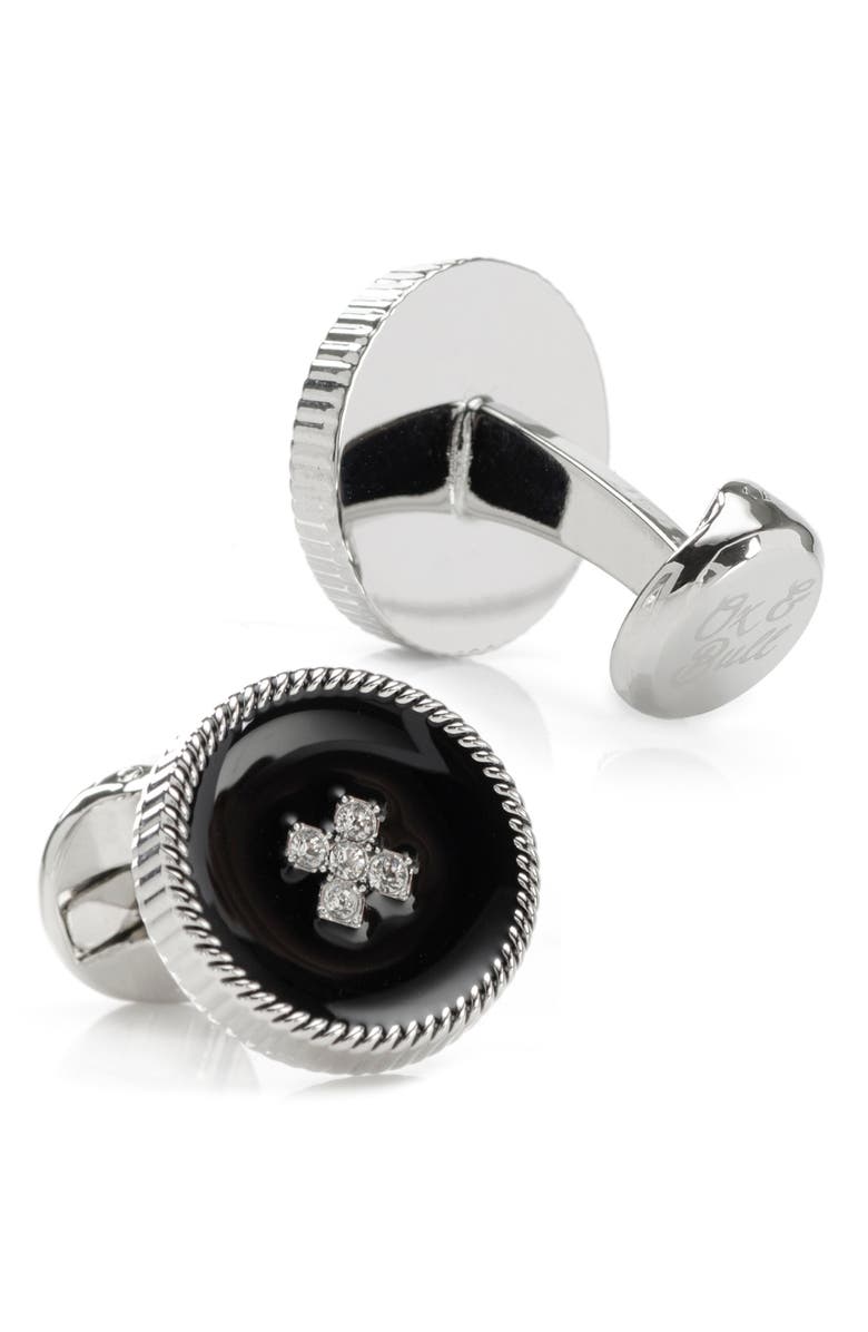 Cufflinks, Inc. Crystal Button Cuff Links, Alternate, color, Black