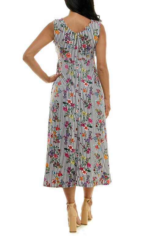 Nina Leonard Tie Front Sleeveless Midi Dress In Gray